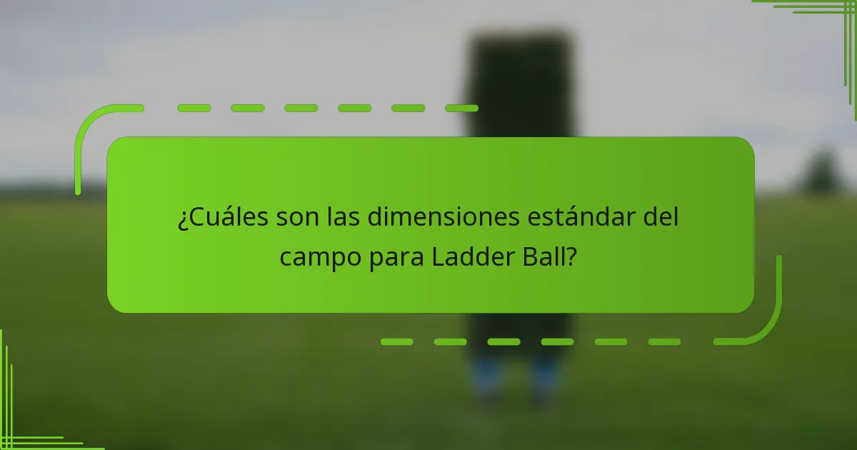 ¿Cuáles son las dimensiones estándar del campo para Ladder Ball?
