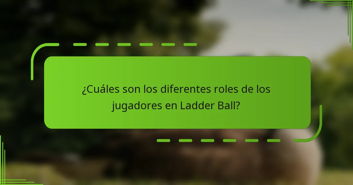 ¿Cuáles son los diferentes roles de los jugadores en Ladder Ball?