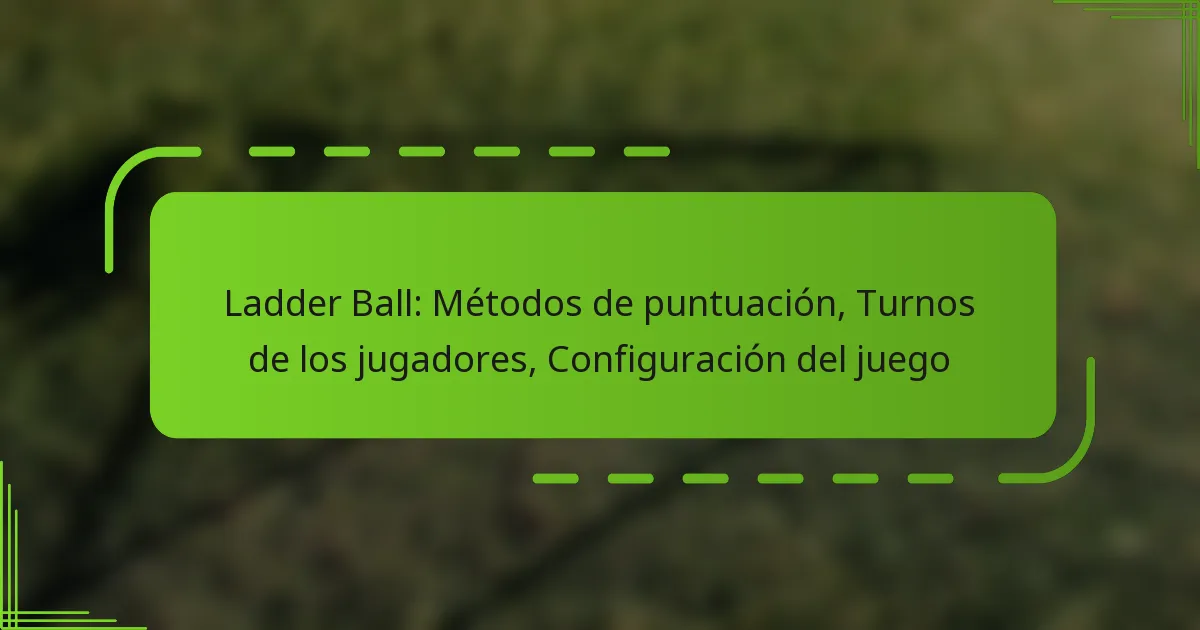 Ladder Ball: Métodos de puntuación, Turnos de los jugadores, Configuración del juego